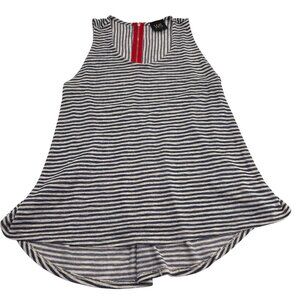 Striped Sleeveless‎ Tank Top W5 Size M Blue White Polyester Rayon